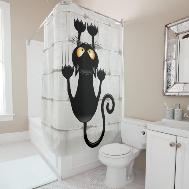 Cat Falling down fun cartoon character Shower Curtain (In Situ)