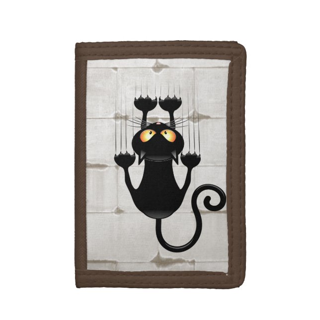 Cat Falling down fun cartoon character Tri-fold Wallet (Front Vertical)