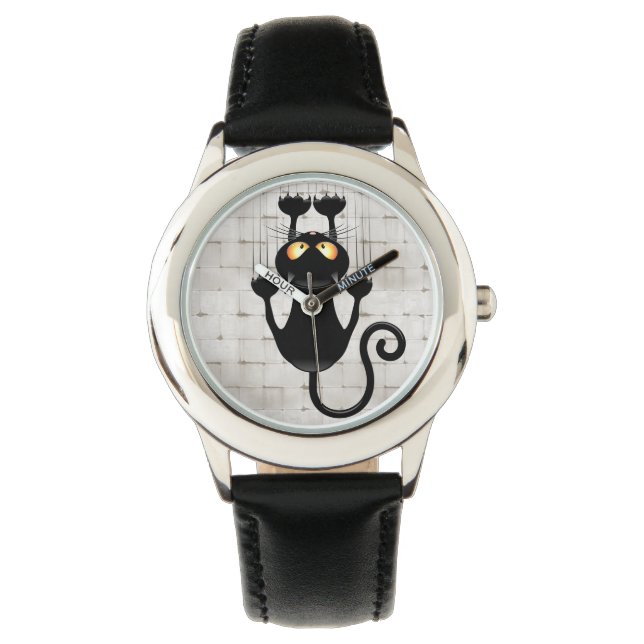 Cat Falling down fun cartoon character Watch (Front)