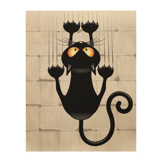 Cat Falling down fun cartoon character Wood Wall Art (Front)