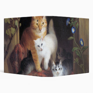 Cat Family and Ivy Leaf by Henriette Ronner-Knip 3 Ring Binder