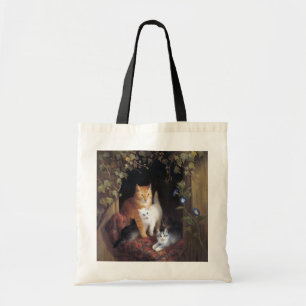Cat Family and Ivy Leaf by Henriette Ronner-Knip Tote Bag