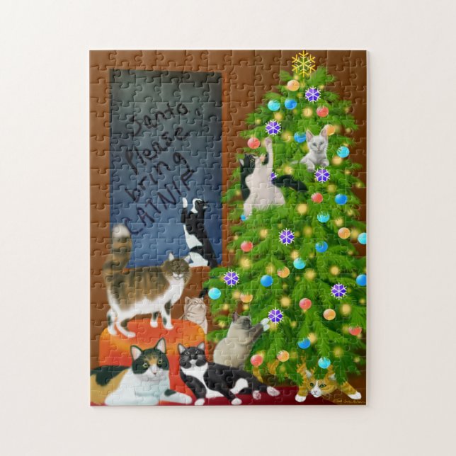 Cat Family Christmas Puzzle (Vertical)