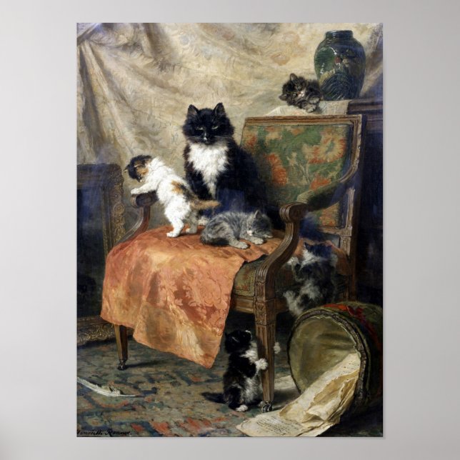 Cat Family, Henriëtte Ronner-Knip Poster (Front)