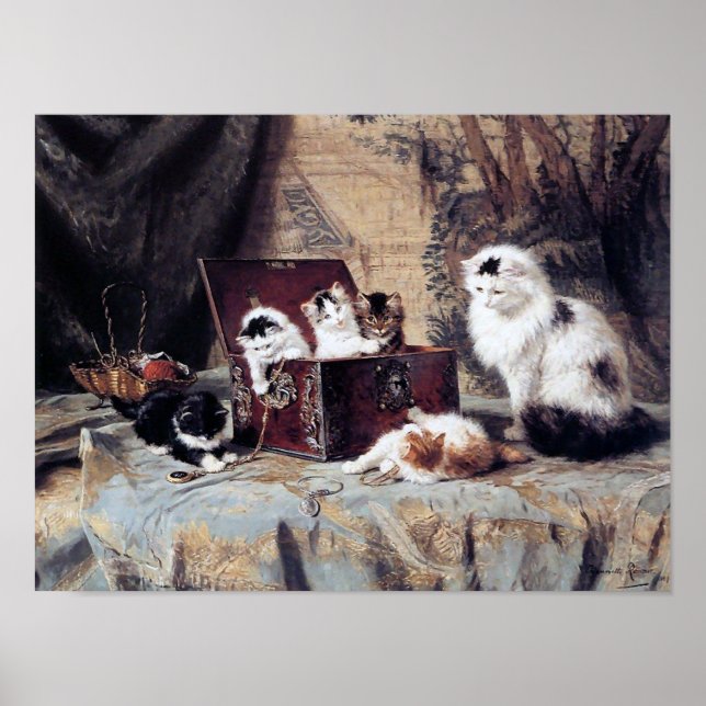 Cat Family, Henriette Ronner-Knip Poster (Front)