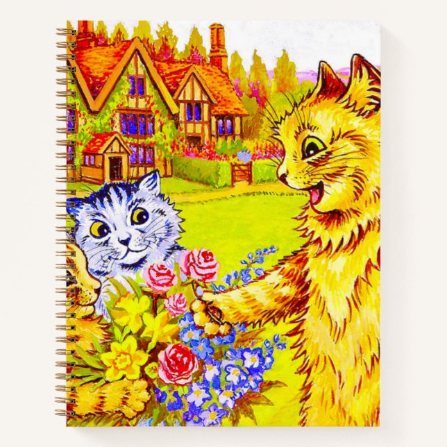 Cat Family in Garden Notebook (Front)