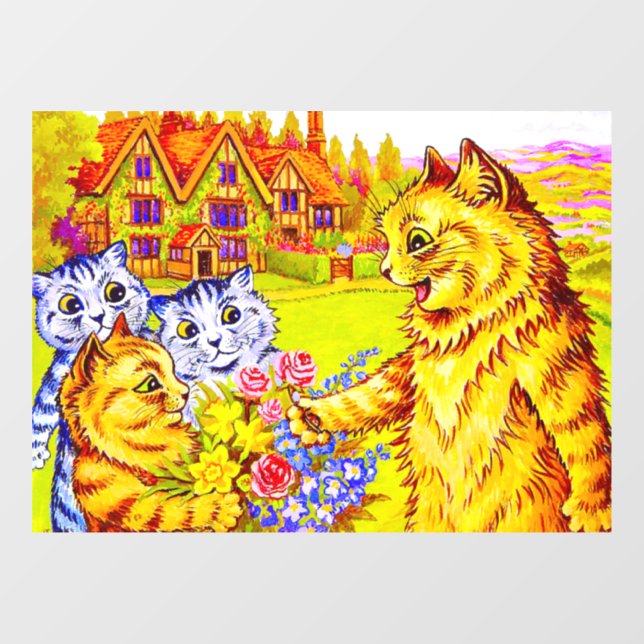 Cat Family in Garden Window Cling (Sheet)