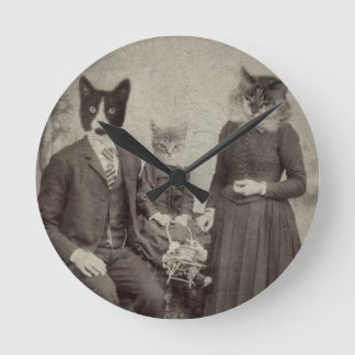 Cat Family Picnic clock