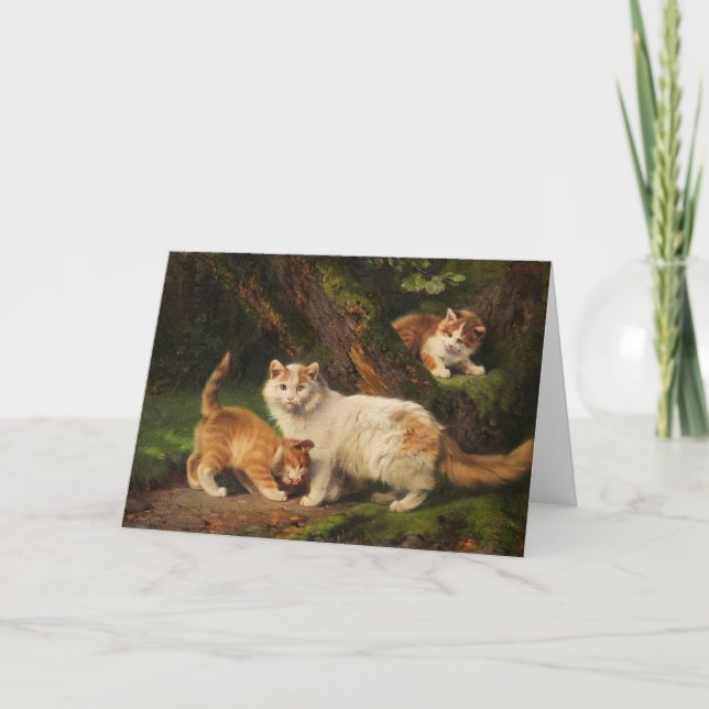 Cat Family Playing | Julius Adam the Younger Card (Front)