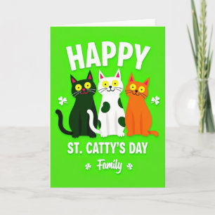 Cat Family St Cattys Day Card