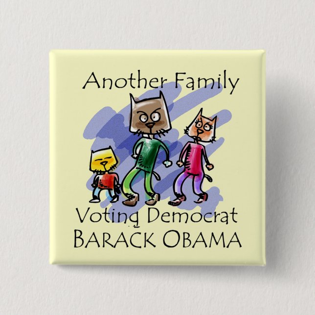 CAT FAMILY VOTING DEMOCRAT BUTTON (Front)