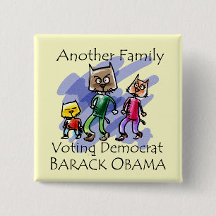 CAT FAMILY VOTING DEMOCRAT BUTTON