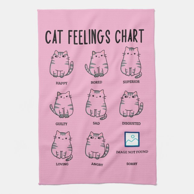 Cat Feelings Chart Kitchen Towel (Vertical)