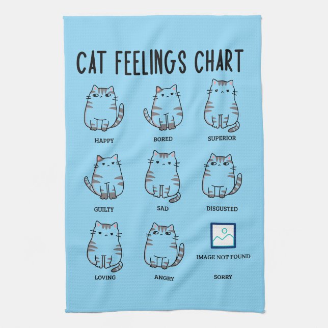 Cat Feelings Chart Kitchen Towel (Vertical)