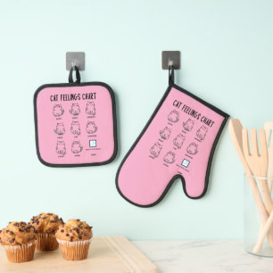 Cat Feelings Chart Oven Mitt & Pot Holder Set
