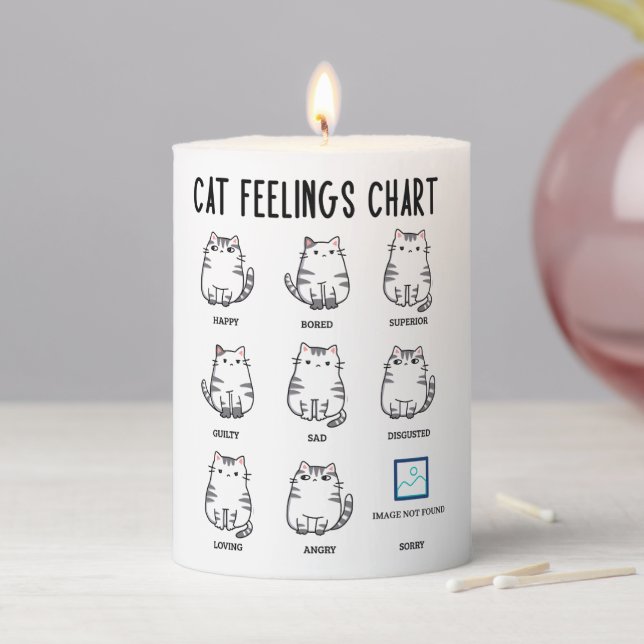 Cat Feelings Chart Pillar Candle (In Situ)