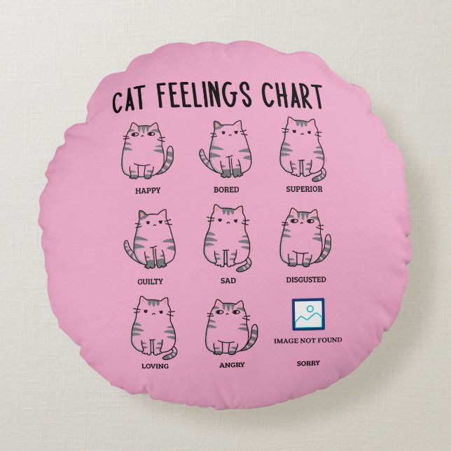 Cat Feelings Chart Round Pillow (Front)
