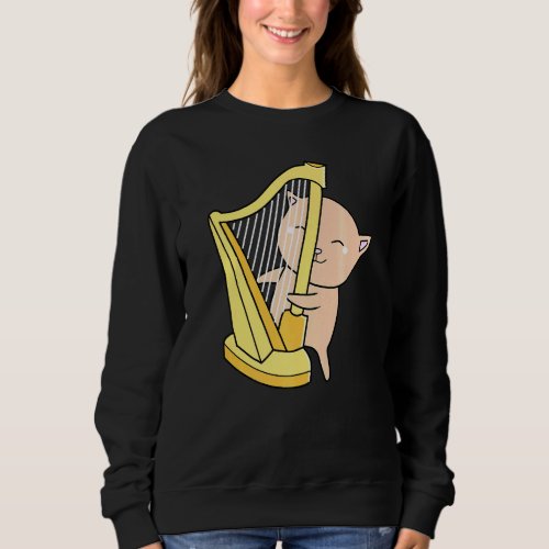 Cat Feline Meow Harp Orchestra Concert Gig Rhythm  Sweatshirt
