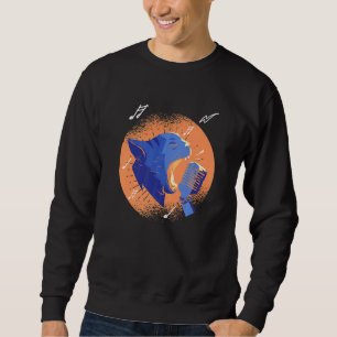 Cat Feline Meow Pet Karaoke Microphone Singer Lyri Sweatshirt