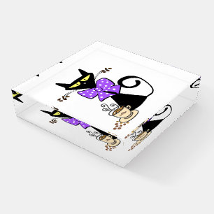 Cat Feline Purple Bow Coffee Paperweight