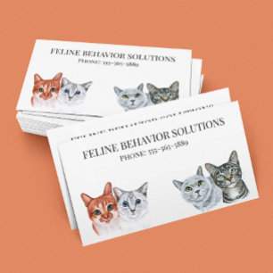 Cat Feline Watercolor Business Service  Business Card