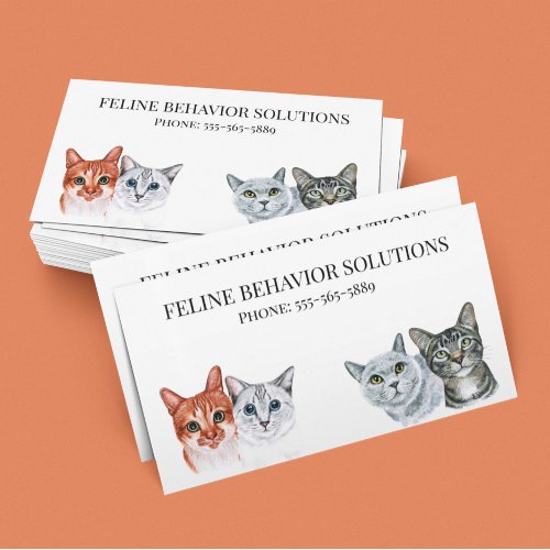Cat Feline Watercolor Business Service  Business Card