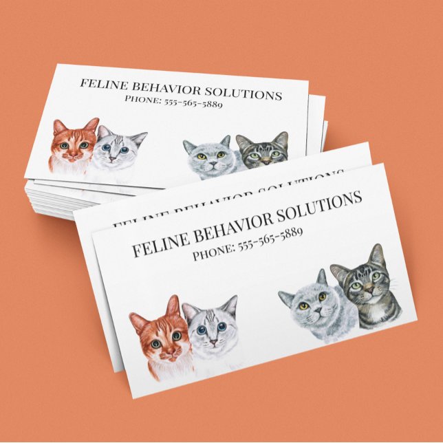 Cat Feline Watercolor Business Service  Business Card (Creator Uploaded)