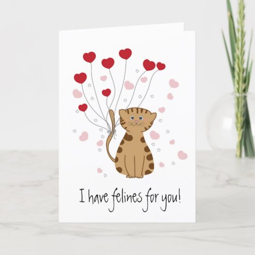 Cat felines valentines day card