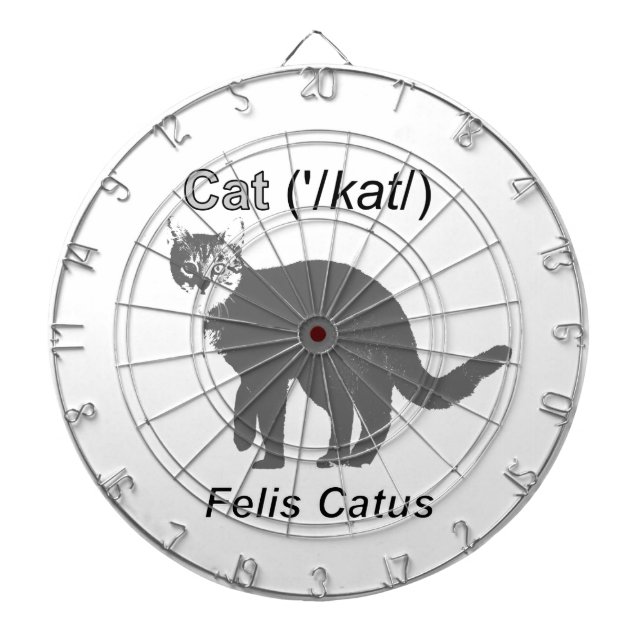 Cat Felis Catus Dartboard With Darts (Front)