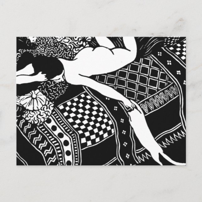 Cat Felix Vallotton Lady Bed Laziness La Paresse Postcard (Front)