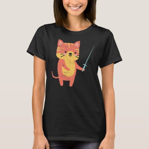 Cat Fencing Funny Cats Lover Kitten Sport Foil T_Shirt