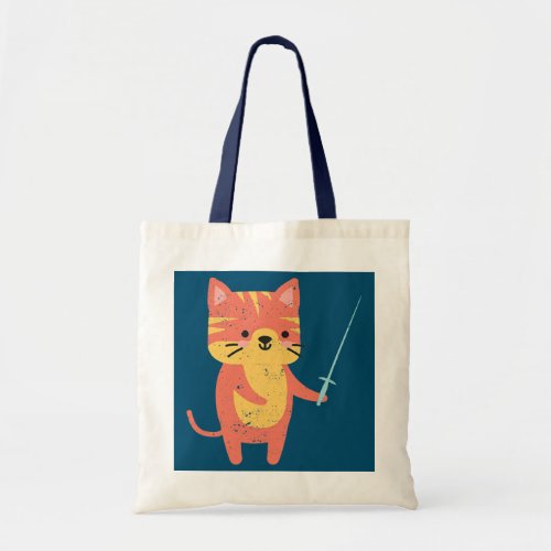 Cat Fencing Funny Cats Lover Kitten Sport Foil Tote Bag