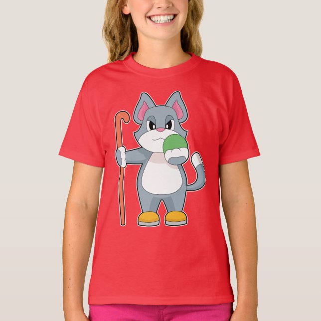 Cat Field hockey Field hockey stick T-Shirt (Front)