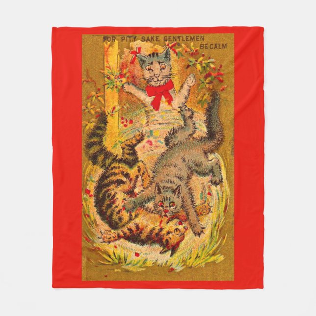 cat fight fleece blanket (Front)