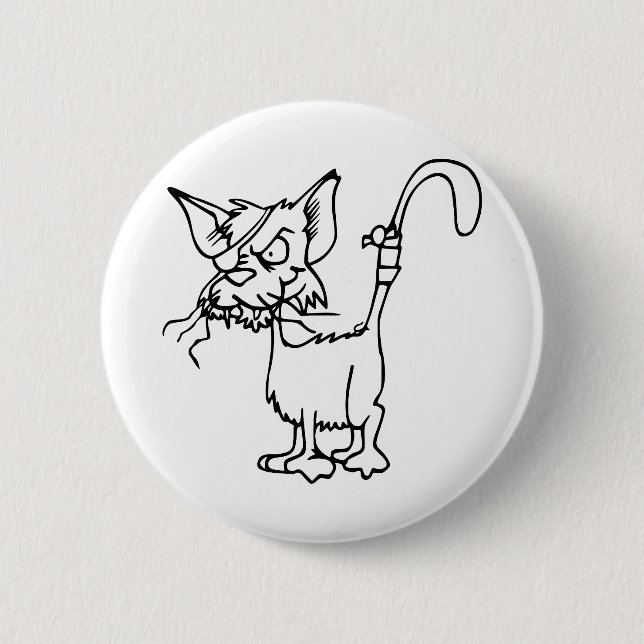 Cat Fight Injured Animal Bandage Feline Domestic Button (Front)