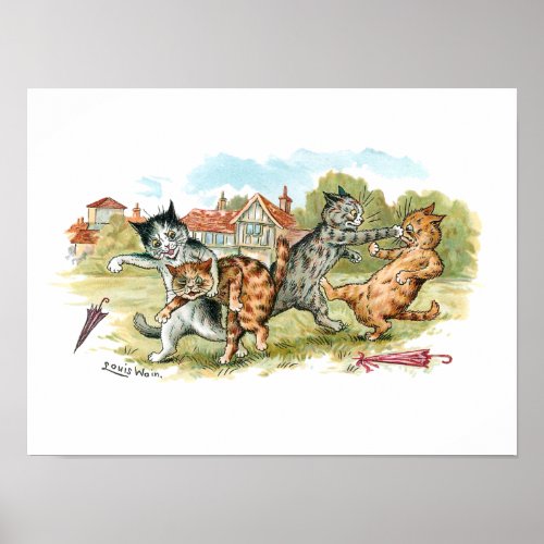 Cat Fight Louis Wain Poster