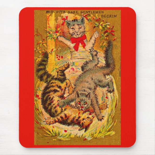 cat fight mouse pad (Front)