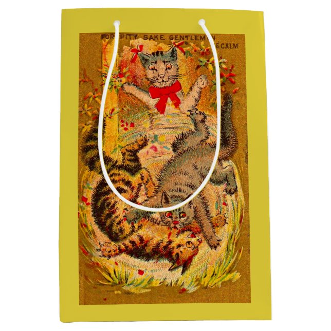 cat fight print medium gift bag (Front)