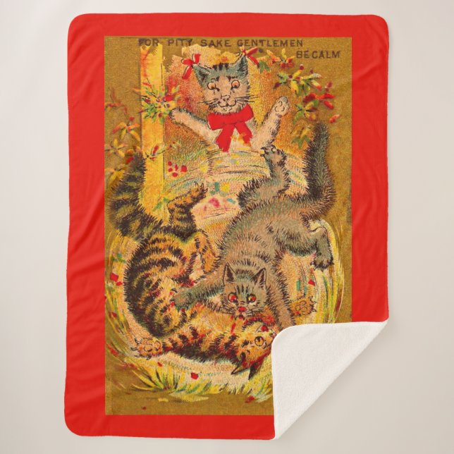 cat fight sherpa blanket (Front)