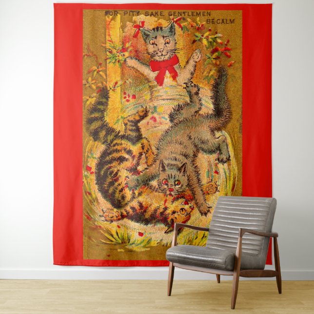 cat fight tapestry (In Situ)