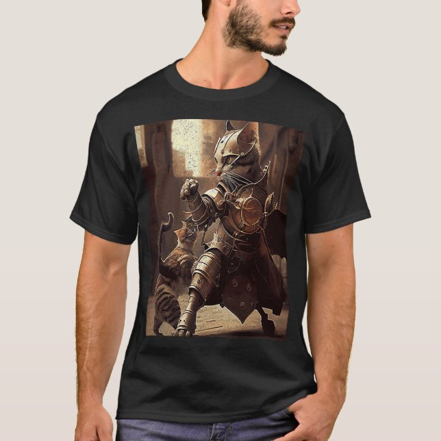Cat Fighting Steampunk T-Shirt (Front)