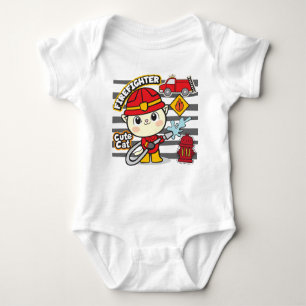 Cat firefighter  baby bodysuit