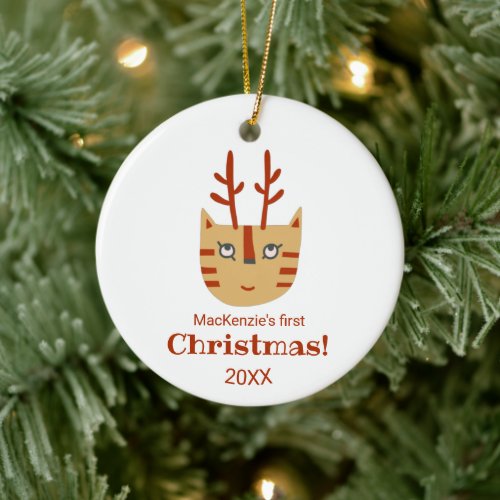 Cat First Christmas Ceramic Ornament