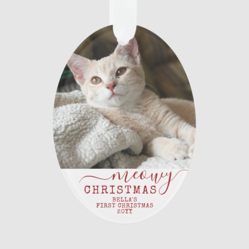 Cat First Christmas Personalized Photo Name Ornament