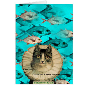 Cat Fish You Digital Collage Christmas Cards