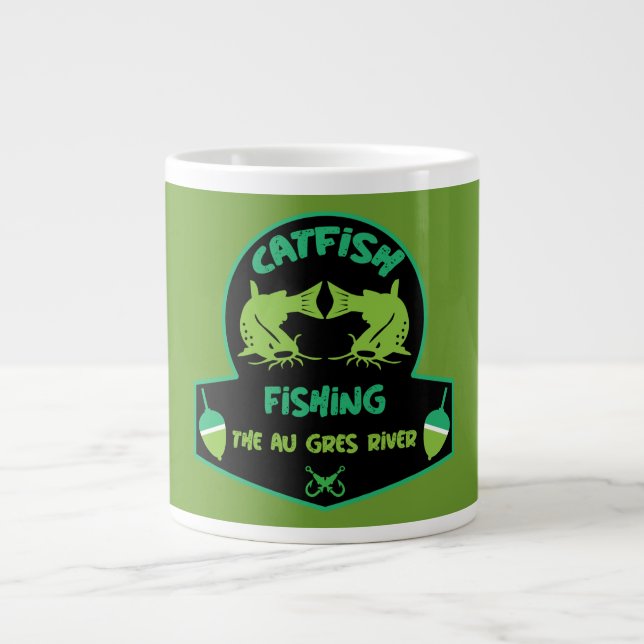 Cat Fishing  Au Gres Giant Coffee Mug (Front)