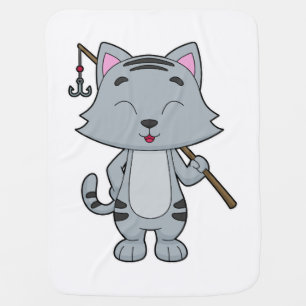 Cat Fishing Fisher Finshing rod Baby Blanket