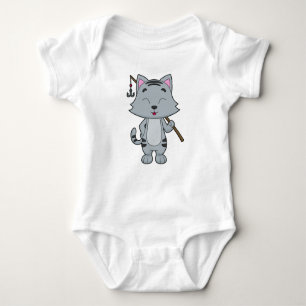 Cat Fishing Fisher Finshing rod Baby Bodysuit
