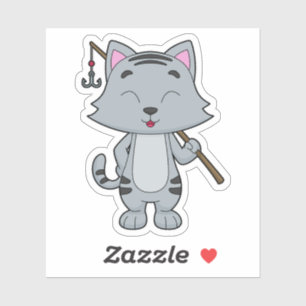 Cat Fishing Fisher Finshing rod Sticker