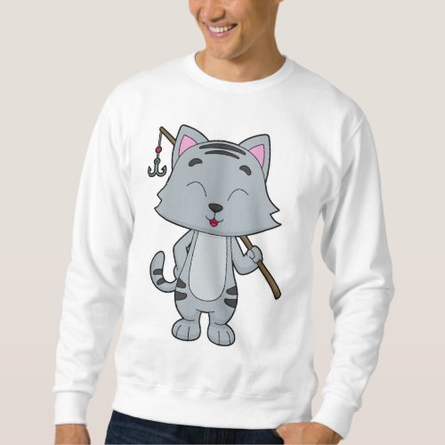 Cat Fishing Fisher Finshing rod Sweatshirt